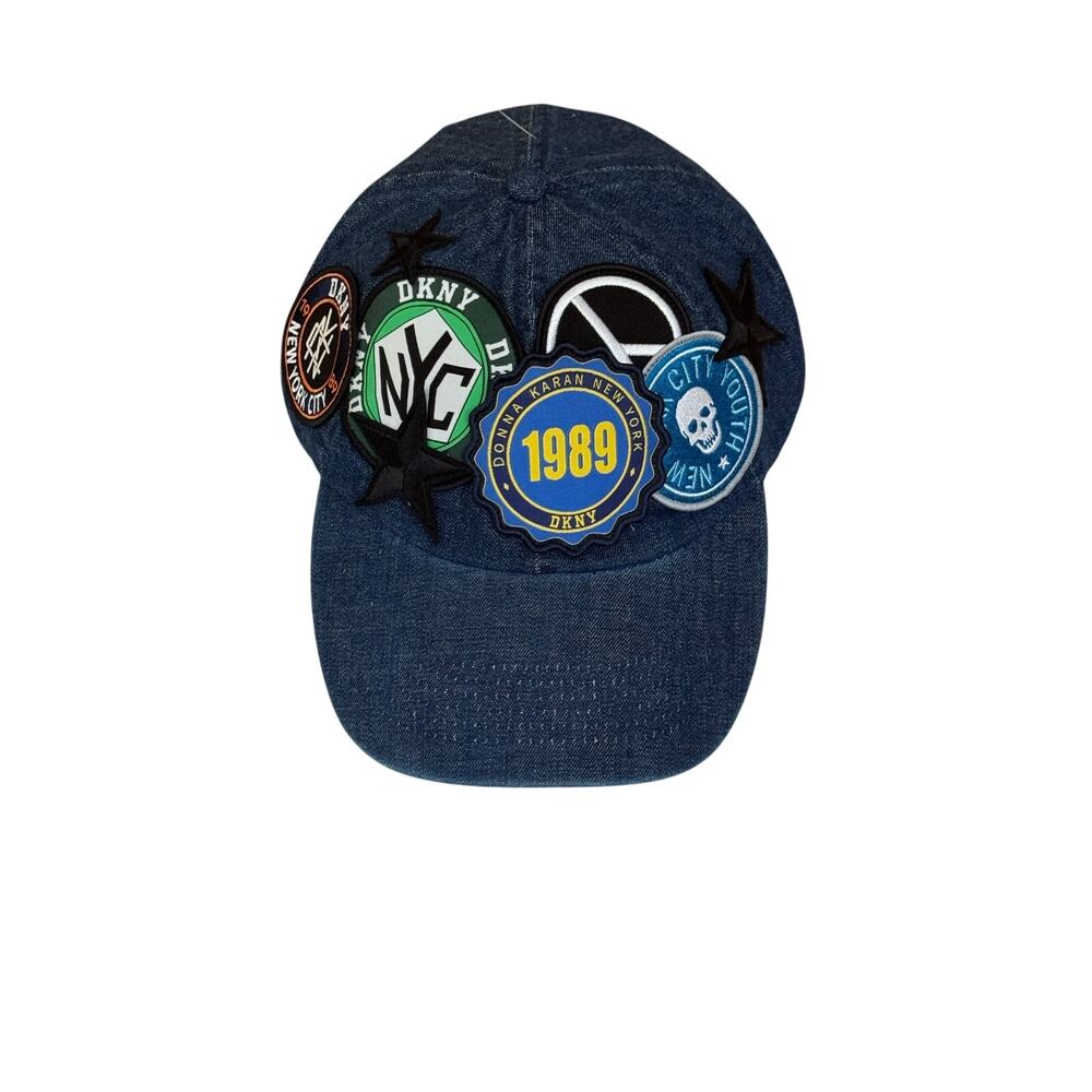 DKNY Denim NYC Patch Baseball Cap Blue Adjustable Strapback Hat BNWT Streetwear